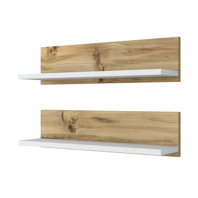 Herlene 2 Piece Accent Shelf, Oak/White