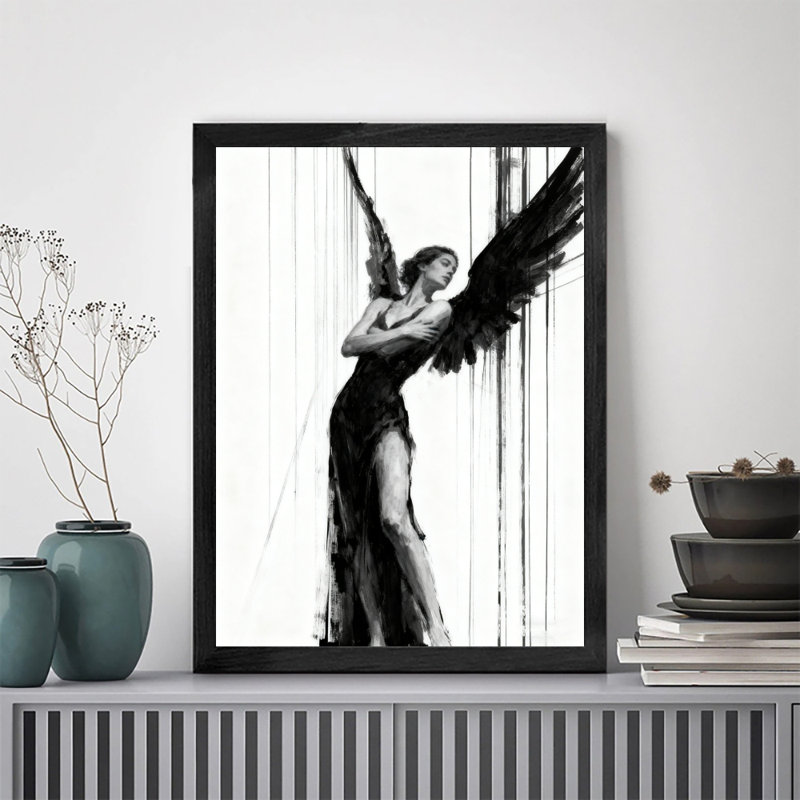 Reproduction d'art encadrée noire rétro, H 11 po x l 9 po