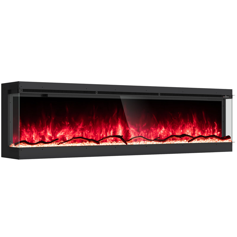 72" 3-Sided Wall Insert Electric Fireplace with 8-Color Realistic Flames, Remote Control, 750W/1500W Heater for Large Rooms, Safe ETL Certified