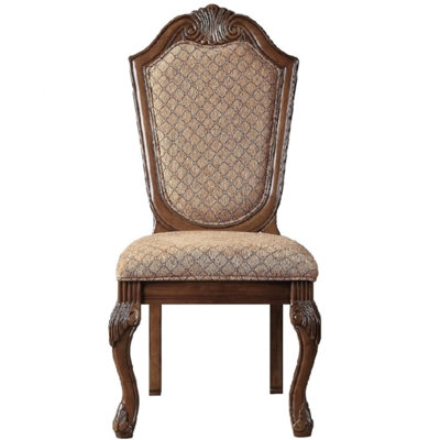 Fabric & Cherry Side Chair Pair - Stationary Seat Resin Details 22" Width Brown Of 2 De Chairs Upholstery Finish 20" Depth 220lb Capacity
