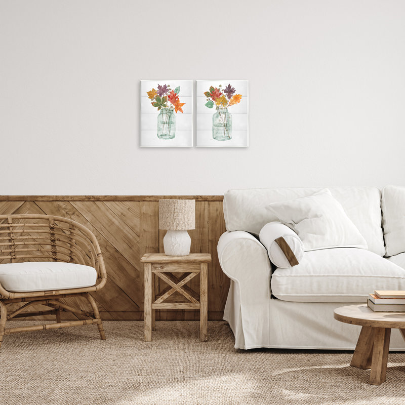 Ensemble de 2 plaques murales Harvest Home Leaf Vases, par Livi Finn