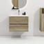 Meuble-lavabo mural 24 po en chêne brut avec lavabo intégré en céramique avec trop-plein, grand meuble-lavabo flottant de rangement pour salle de bain moderne, pré-assemblé