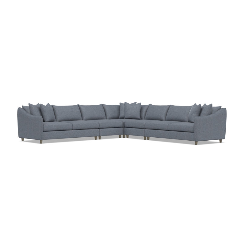 Joli Sectional, White Polyester, Greige, 32.5" H x 137.5" W x 137.5" D