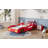 Wooden Race Car Bed,Car-Shaped Platform Twin Bed With Wheels For Teens-1783924475