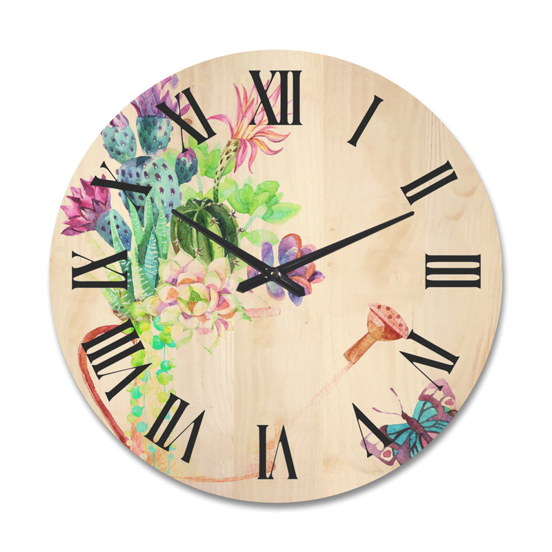 Horloge murale Succulents in Old Watering Can, Très grand