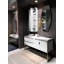 Ensemble de meuble-lavabo moderne blanc mat Bisoni avec cadre en métal doré brossé avec miroir et armoire