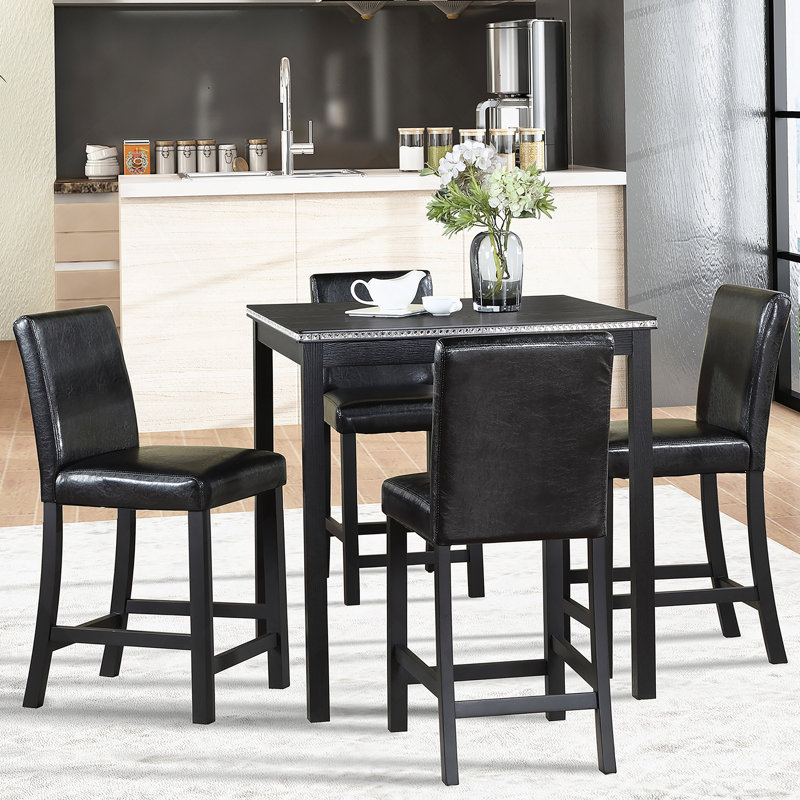 5 Piece Counter Height Table Set, Kitchen Table Set With Square Table, Counter Height Dining Table