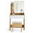 Small Vanity Table Set With Lights & Mirror, Storage Drawer, 3 Shelves And Chair - Wooden Makeup Desk