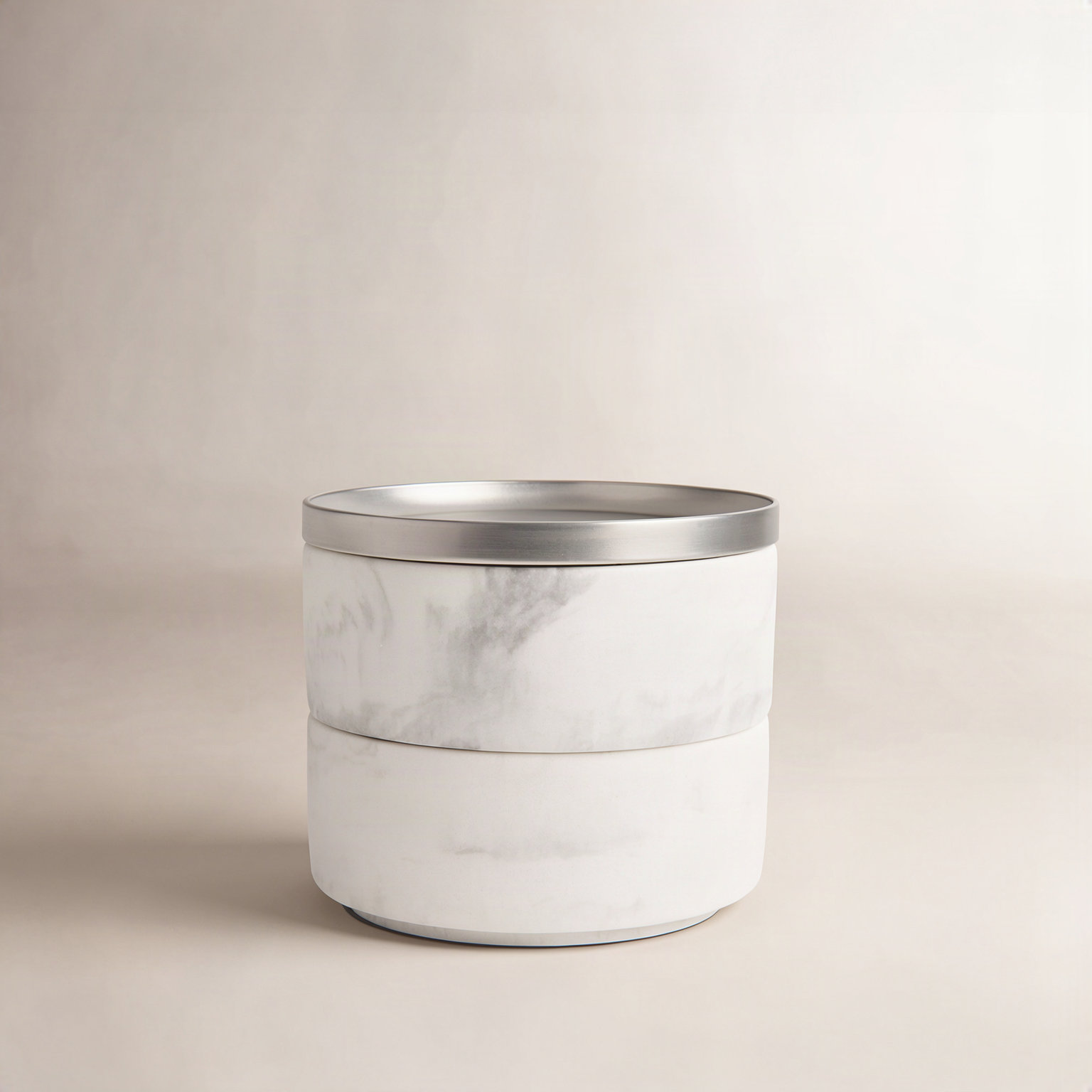Tesora Glass Jewelry Box +, White/Nickel
