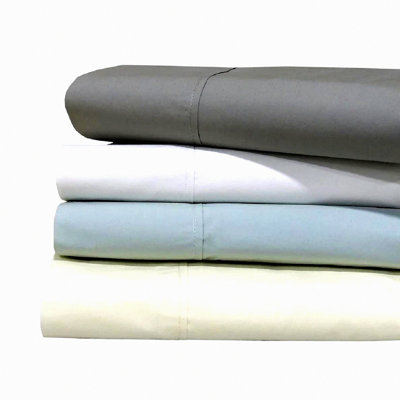 Sea Breeze Queen Flat Sheet - Oversized Cotton Percale Bedding - Solid Color - Breathable & Soft - Luxurious Bedroom Decor