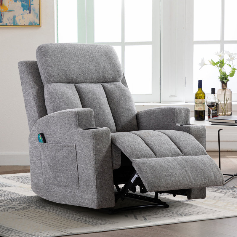 Dartee 33.07"W Manual Massage Recliner Chair With Heating Function & Dual Cup Holders - Soft Microfiber Home Theater Seating