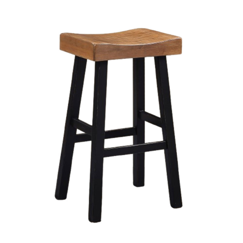 Ensemble de 2 tabourets traditionnels en bois massif, siège contour chêne / noir H 29 po