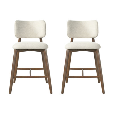 Talin 25.7" Seat Height Modern Scandinavian Fabric & Rubberwood Counter Stool