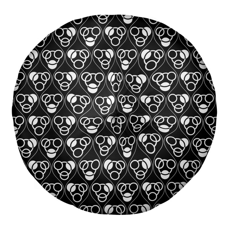 Coussin de sol classique à motif de cercles et de vagues, 30 po x 30 po, Noir