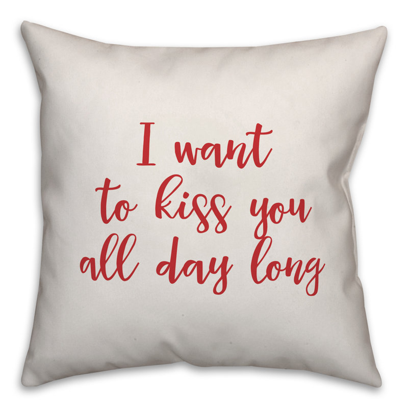  Coussin décoratif «I Want to Kiss You All Day», Coussin décoratif, Blanc / rouge