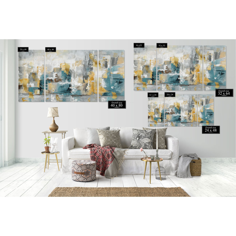 « City Views I » - image multi-pièces sur toile, H 32 po x l 64 po x 1,5 po