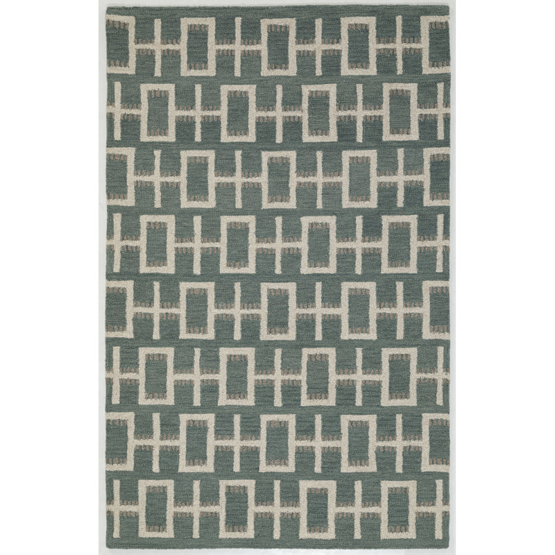 Scandinavian Hand Tufted Blue Wool Runner Rug