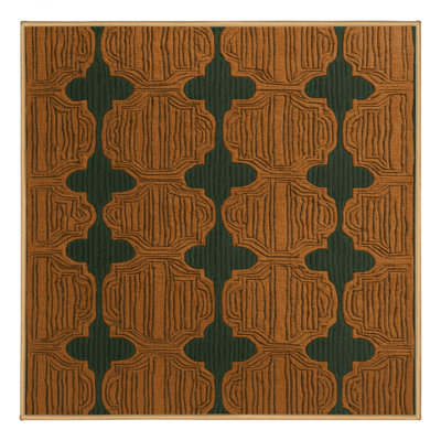 Machine Washable Trellis Brown Area Rug