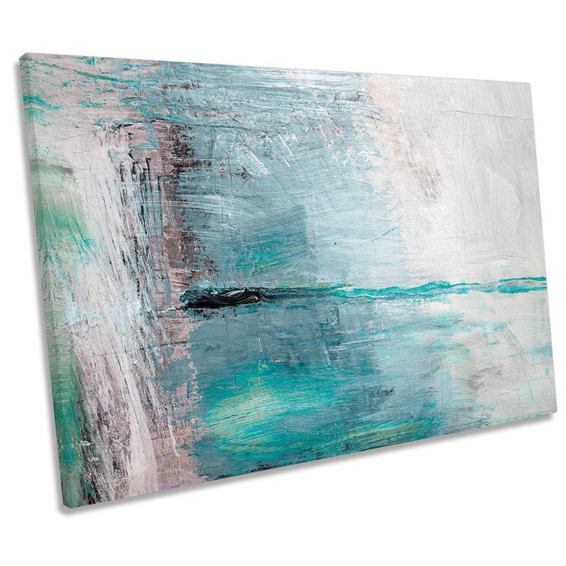 Simple Grunge Teal Design - Wrapped Canvas Print, 61cm H x 91.4cm W x 4cm D