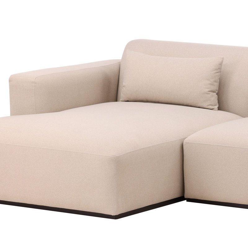 Brooklyn Polyester Upholstered Chaise Sectional, Mohair Cream, Left Hand Facing