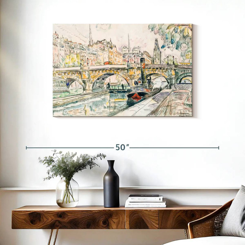 Remorqueur au Pont Neuf Paris, H 24 po x l 36 po