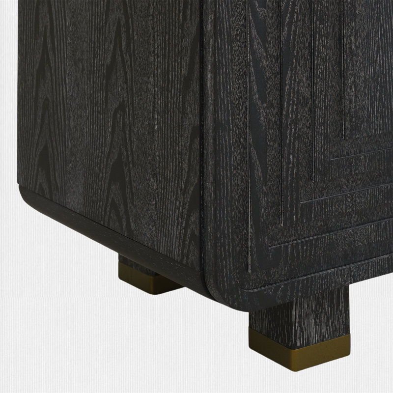 54" Retro Buffet Cabinet, 4-Door Vintage Sideboard with Adjustable Shelves for Dining Room & Living Room, Black