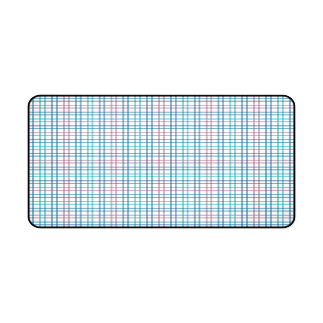 Pastel Plaid Grid Desk Mat