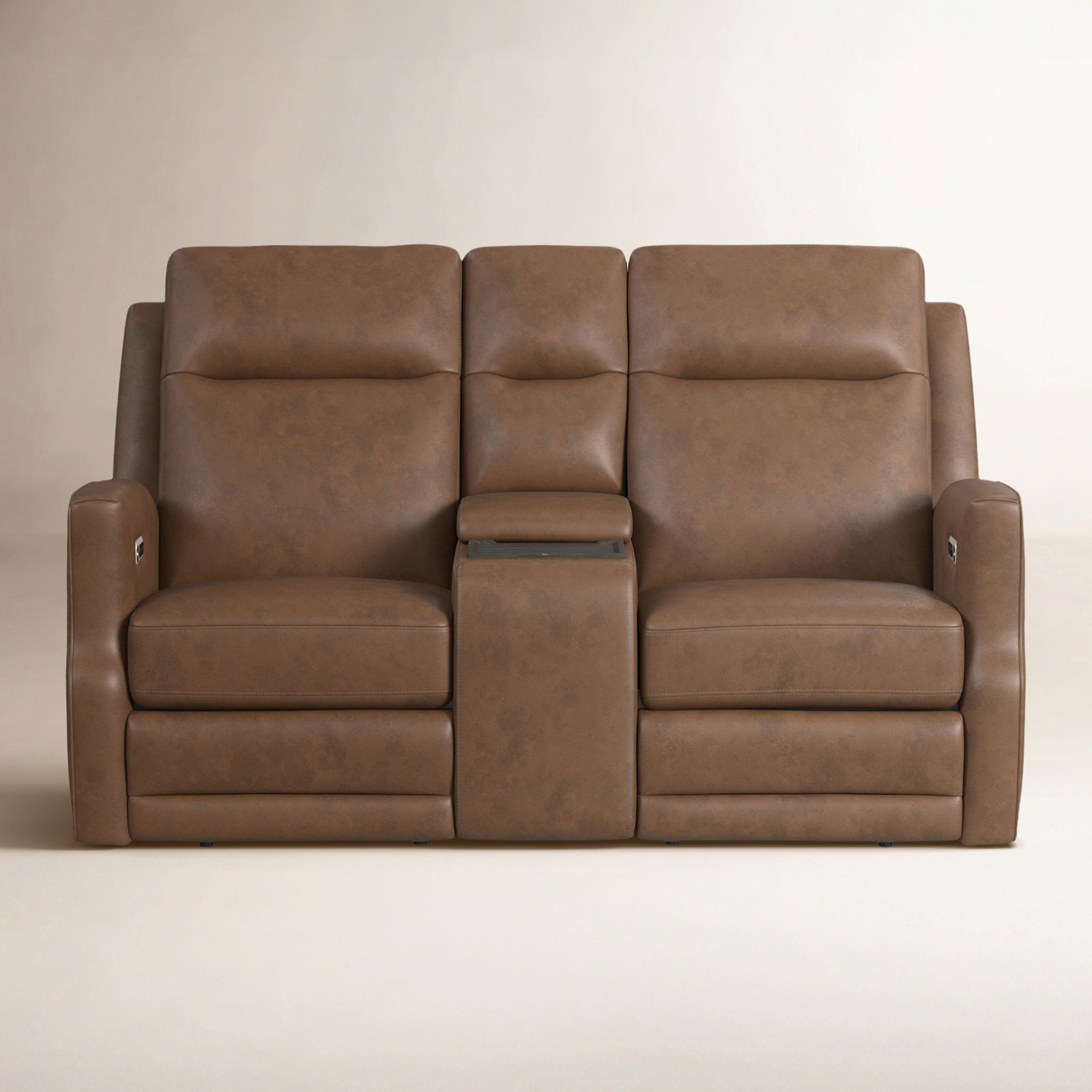 Henri 69" Genuine Leather Reclining Loveseat, Brown