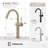 Single Handle 12 5/8" Brushed Gold Vessel Bathroom Faucet-123994907