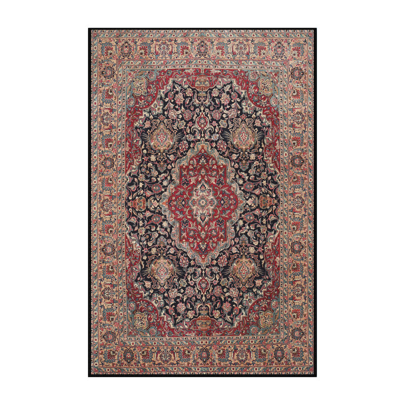 Tapis décoratif rouge à motif oriental Jamie-Lee, Rectangle 7 pi x 9 pi