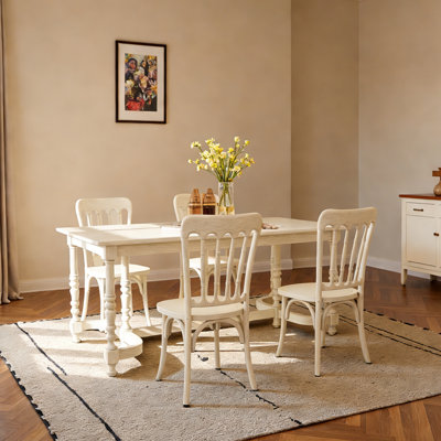 Classical Creamy Style Solid Wood Dining Table Set
