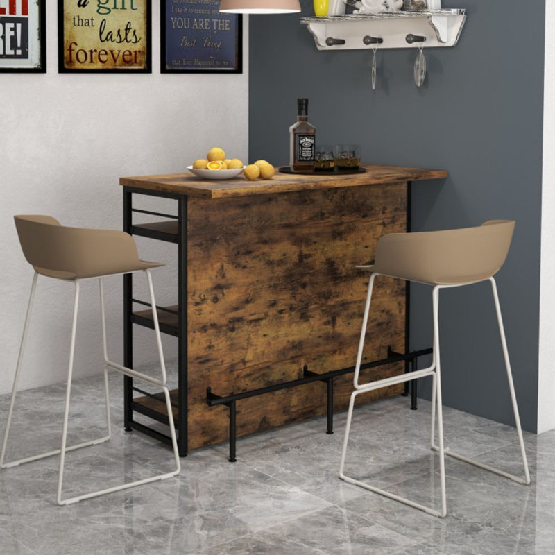 Îlot de cuisine avec tablette de rangement à 4 niveaux et long repose-pieds pour la maison