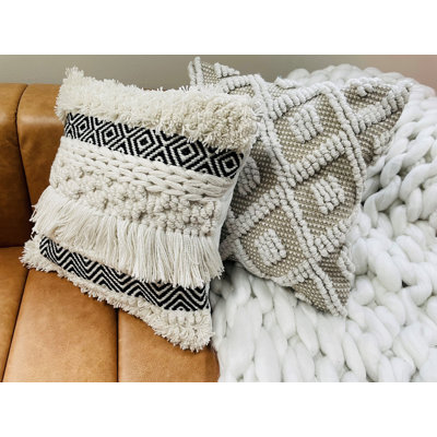 Fringed Outdoor Throw Pillow