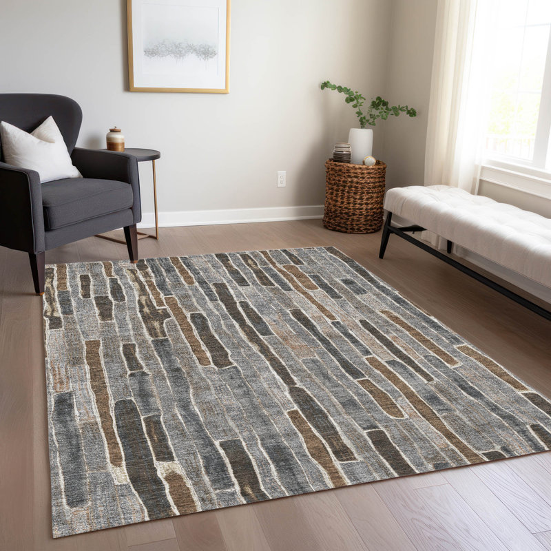 Tapis intérieur / extérieur lavable en machine Christain ACN1306, Rectangle 8 pi x 10 pi