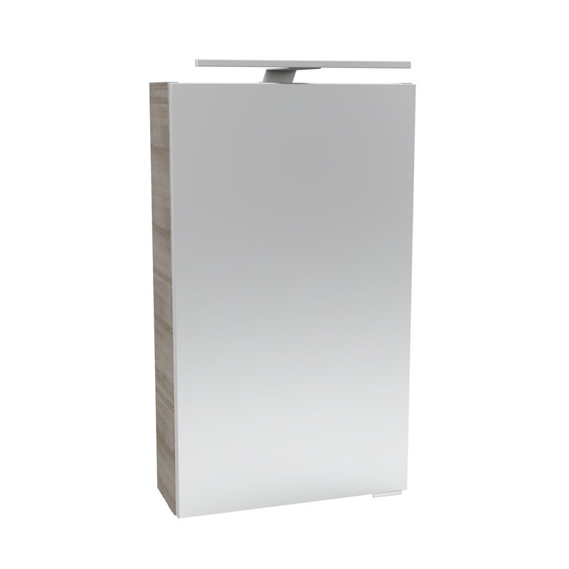400mm W 680mm H Wall Cabinet Frameless Medicine Cabinet Mirror 2 Adjustable, Left stop, Gray/Brown
