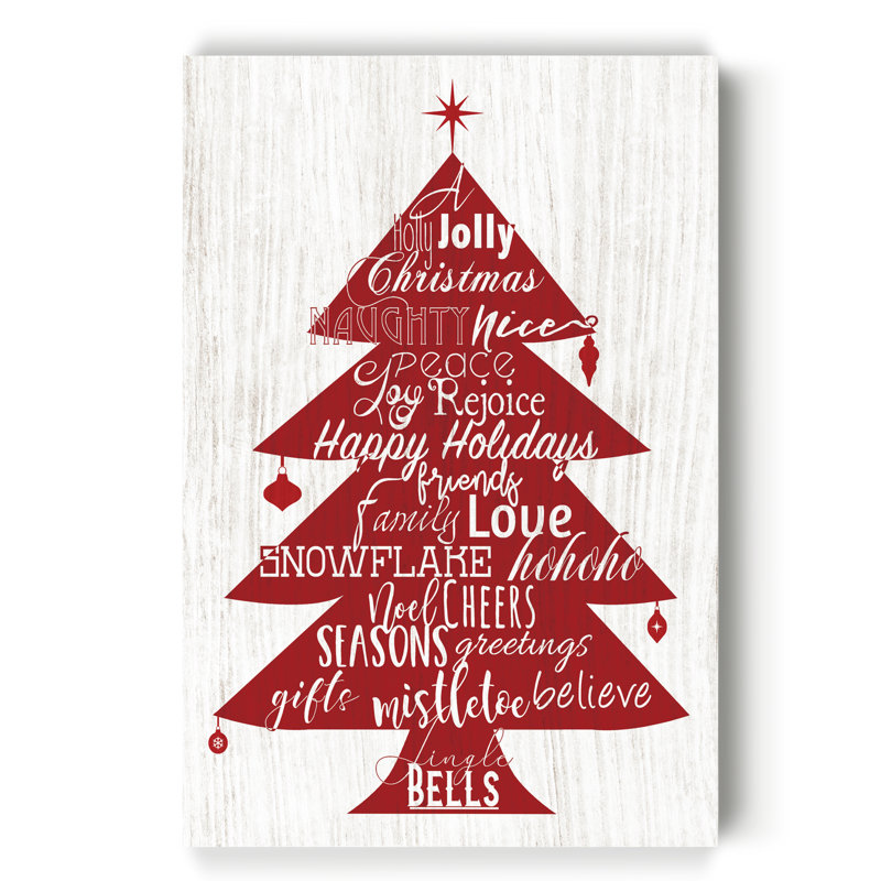 Holly Jolly Christmas Tree - impression sur toile tendue, H 12 po x l 8 po x P 1,5 po