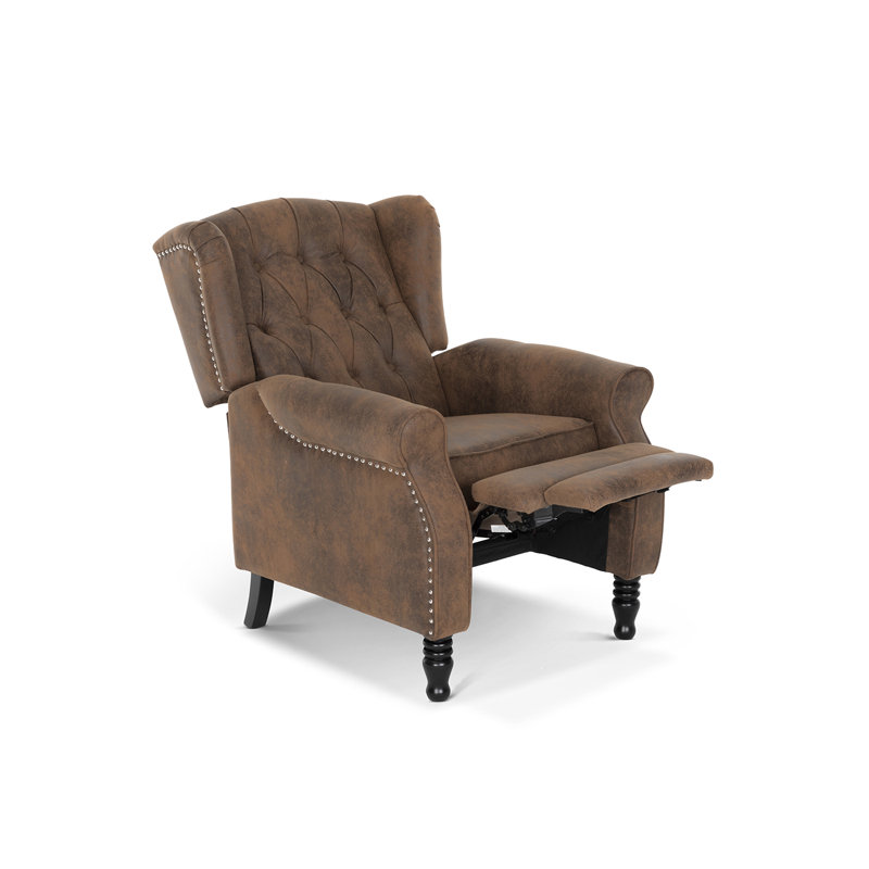 Donaldson 78cm Wide Faux Leather Wingback/Recliner Chair, Brown