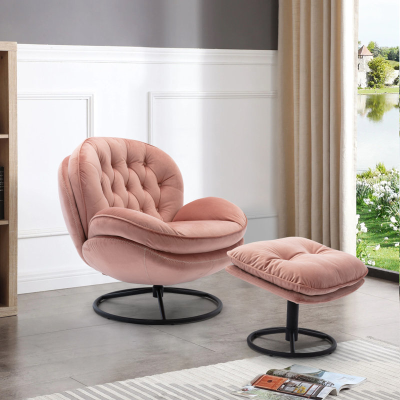 Chaise de salon avec repose-pieds Accent Chair, Rose