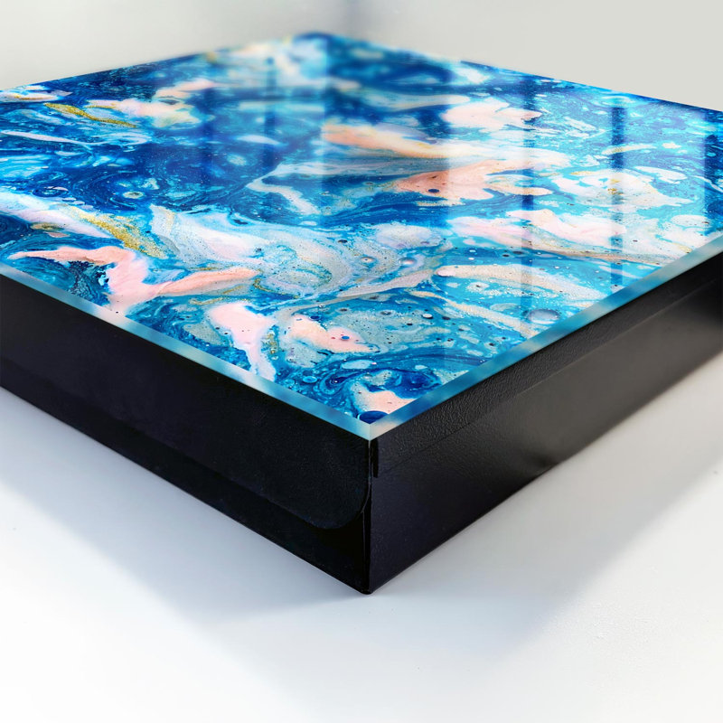 Key box, Opens to the left, 30x30x5, White, A blue-pastel abstraction full of life, 