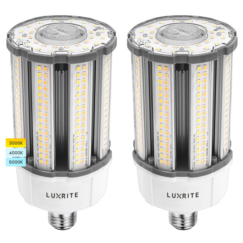 Ampoule DEL Luxrite 18W / 27W / 36W, équivalent HID 150W, 3 couleurs sélectionnables, jusqu'à 5450 lumens, base E26 / E27