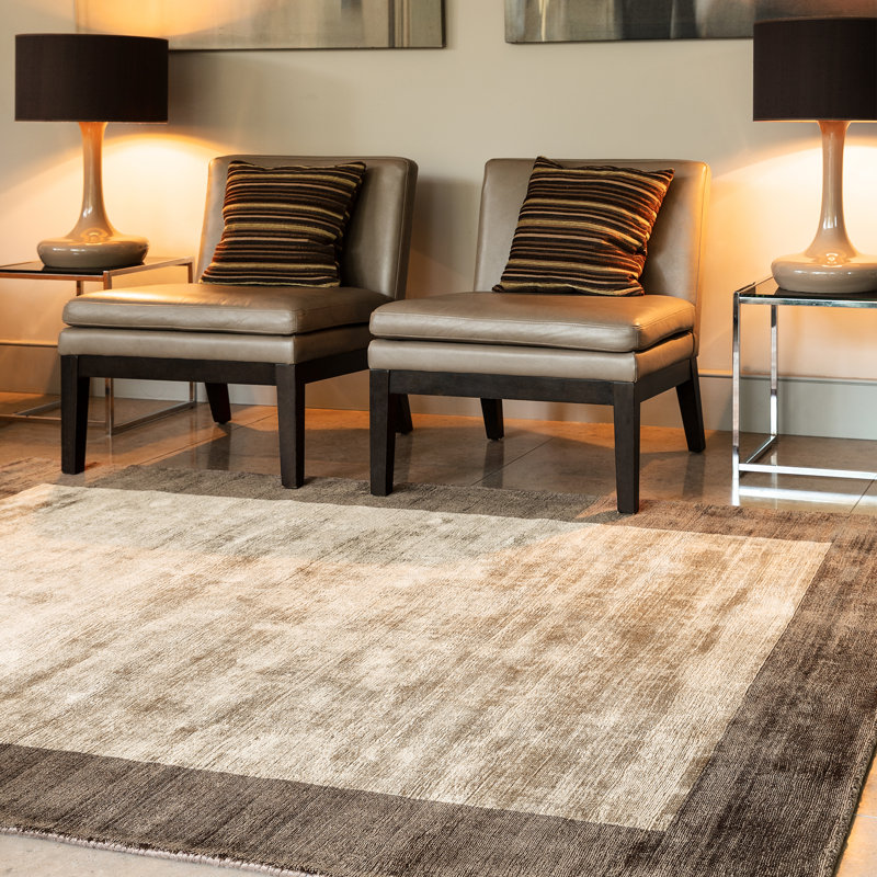 Desrosiers Shinny Bordered Choco/Mocha Area Rug, Rectangle 160 x 230cm