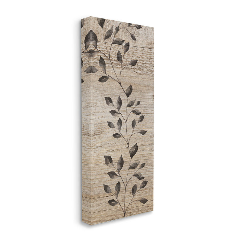Boho Botanical Rustic Pattern by Yass Naffas Designs - Wrapped Canvas Graphic Art, 17" W x 40" H