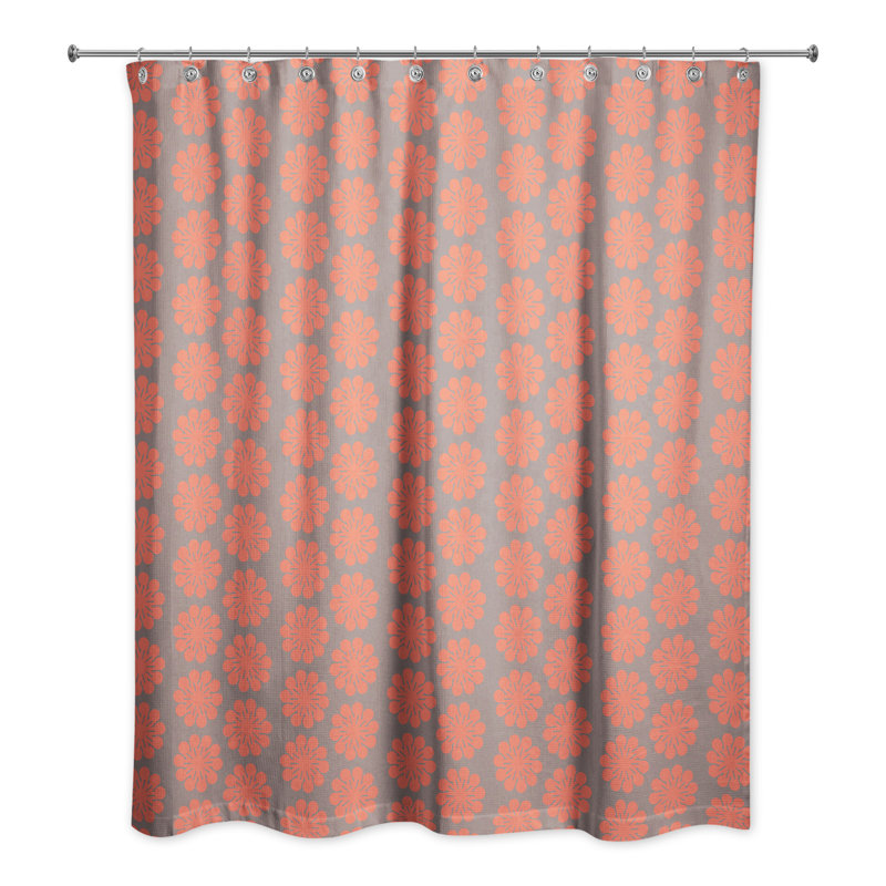 Floral Shower Curtain, Red/Gray
