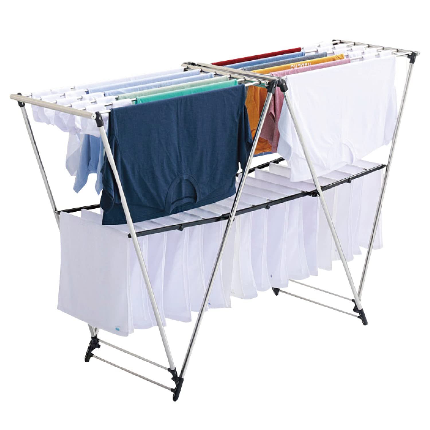 Clothes Drying Rack, 4-Tier Oversize Collapsible Clothes Drying  Rack,Stainless Steel Laundry Garment Dryer Stand Stainless Steel  Free-Standing Laundry