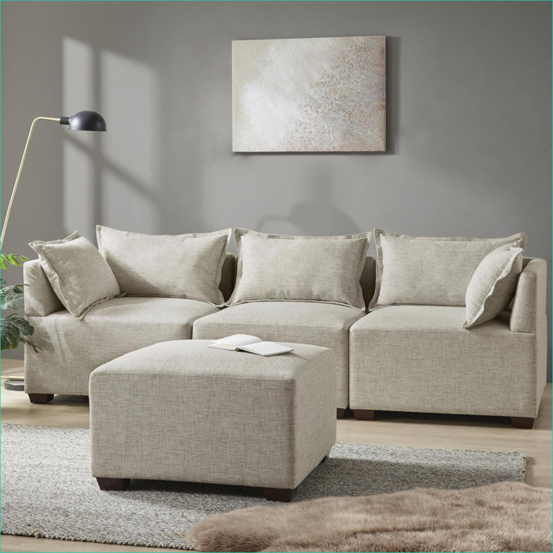 Fauteuil modulaire sans accoudoirs | Moderne | Structure en bois massif | Pieds espresso foncé | Polyester | Standard