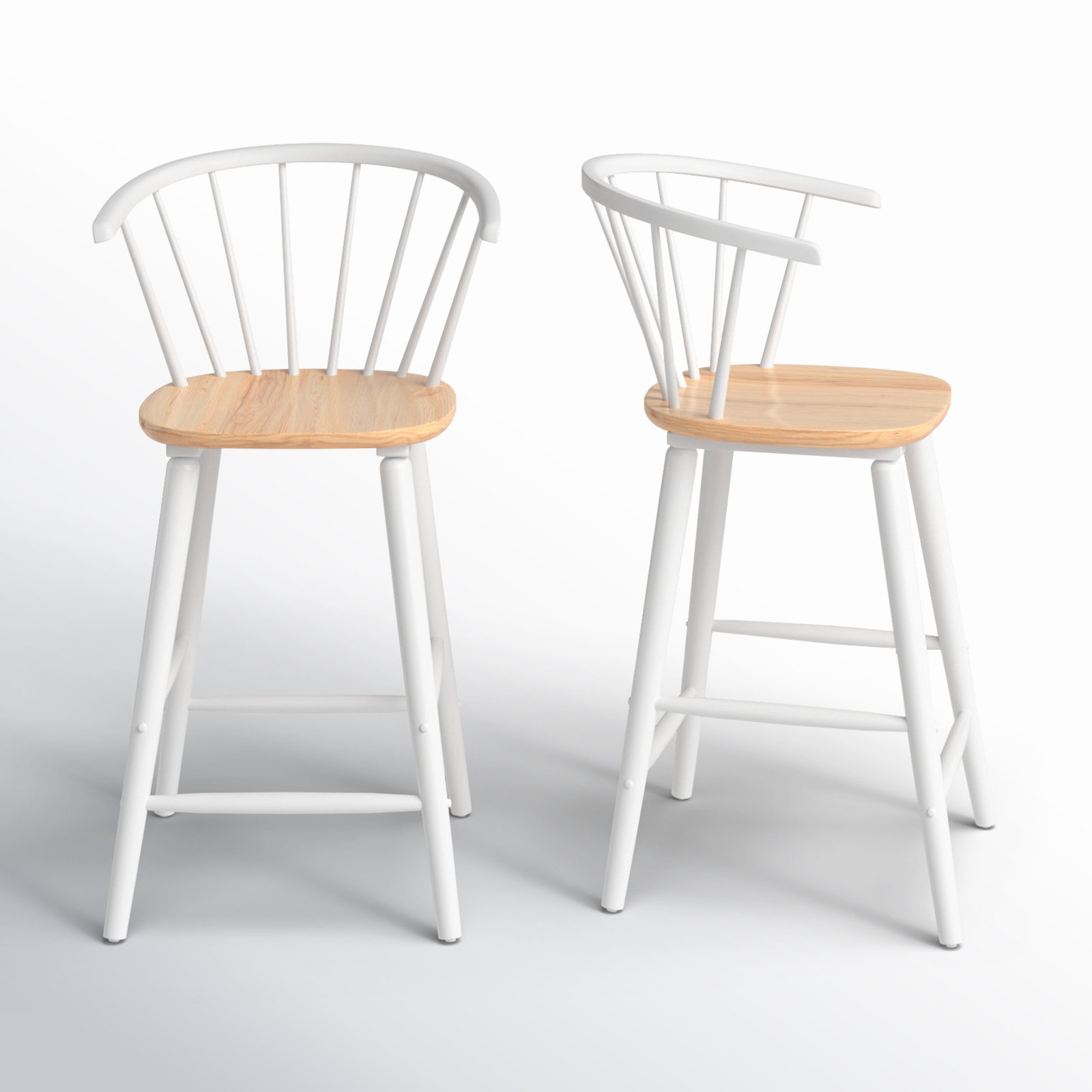 Sheffield Solid Wood Bar & Counter Stool, Counter Stool (23" Seat Height), Natural/White
