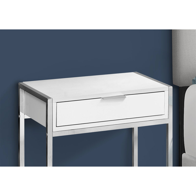 Table d'appoint, métal chromé, contemporain, moderne, Blanc, Argent argent