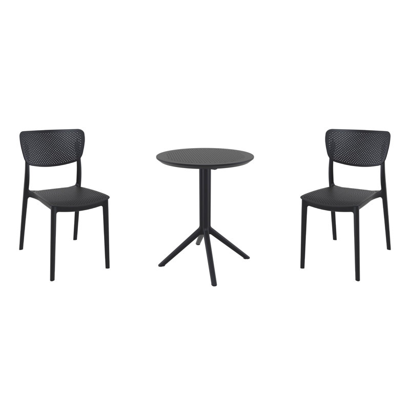 Ensemble bistro en plastique avec table pliable 23,6 po Farrah, Noir