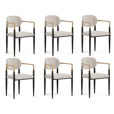 Ackley Modern Beige Boucle Accent Dining Arm Chair