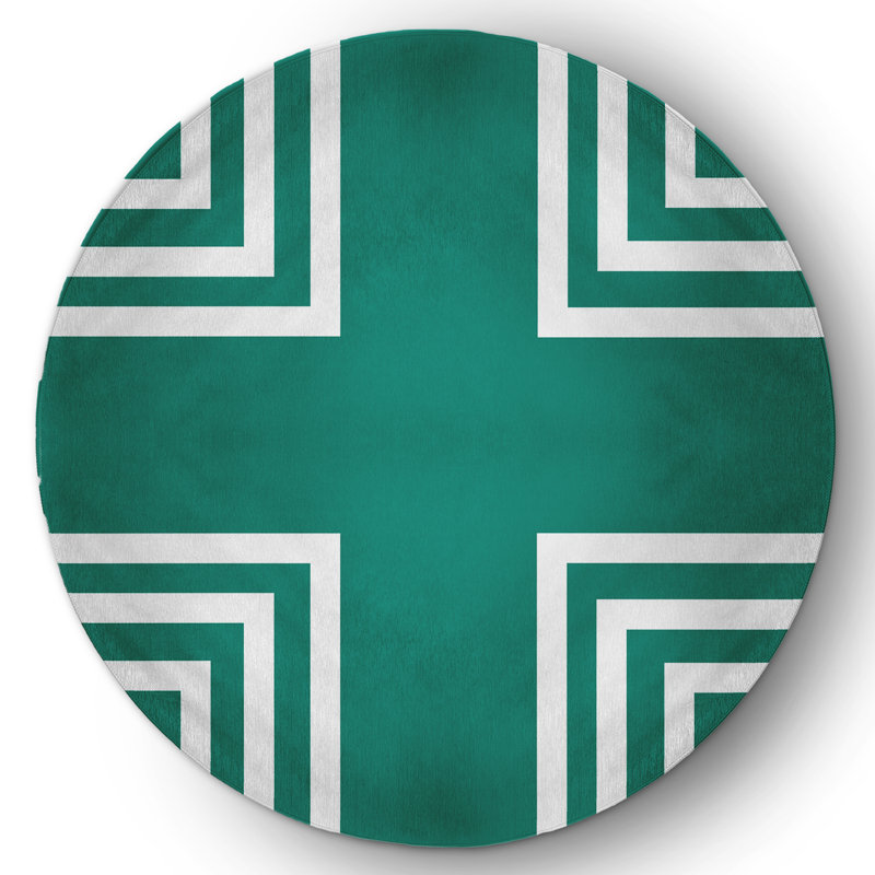 Chenille Geometric Indoor Rug, Round 5'